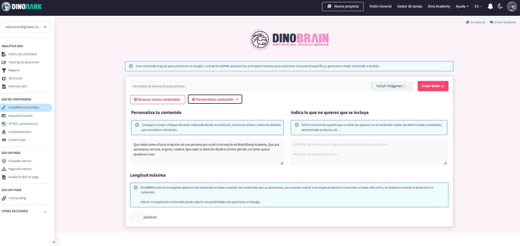 DinoBrain contenidos, la IA de DinoRANK