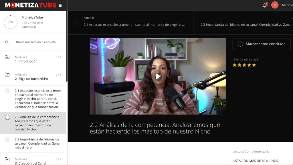 Contenido de MonetizaTube Mari Fuentes