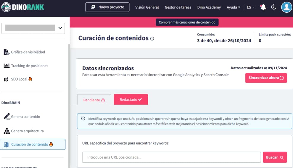 curación de contenidos en DinoRANK
